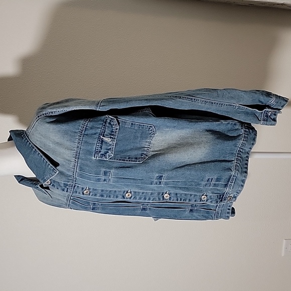 ​Mr A Wei Original Vintage XXL Pleated Denim Trucker Jacket Light Wash - Picture 5 of 15